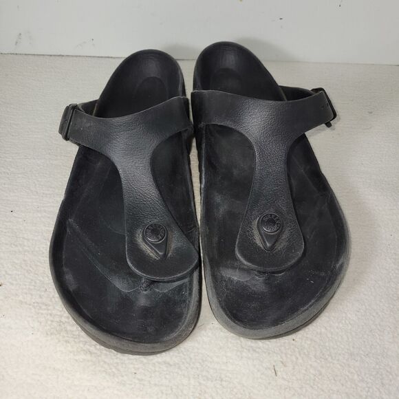 Birkenstock Sandals Sz 10 Womens Black Gizeh EVA L7/M6 Gorpcore Beach Buckle - Picture 3 of 13